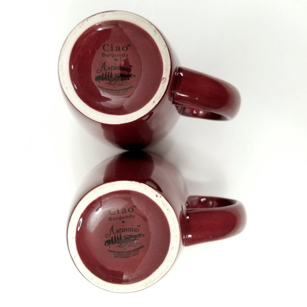 Ciao Burgundy 2 Coffee Mugs by Artimino Red Cups - Picture 7 of 9